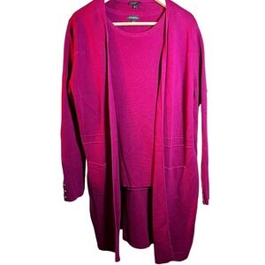 TALBOTS Women's Large Duster Open Front Burgundy Knit Sweater AND Medium Tank